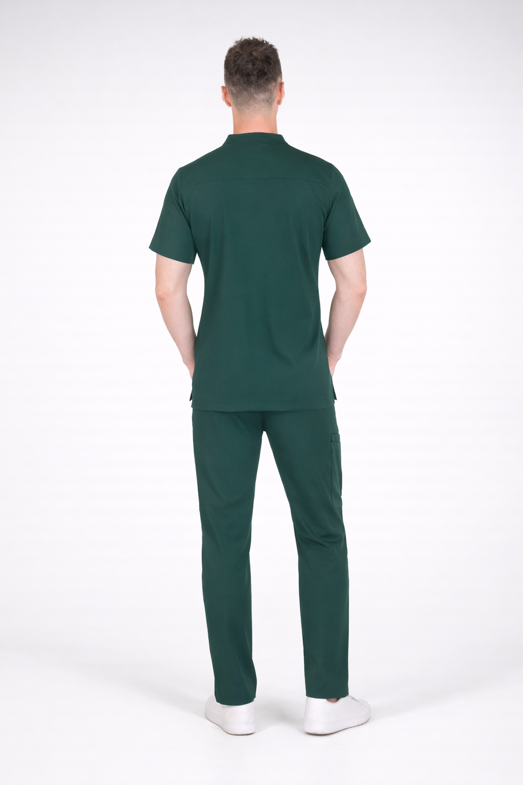 Secundus Green Mandarin Collar Kangaroo Pocket Men&