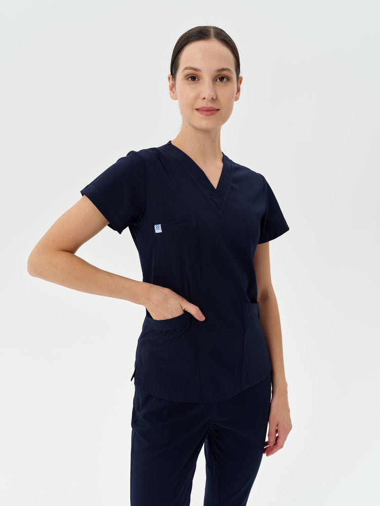Secundus Fit lacivert scrubs - ön görünüm ve klasik renk
