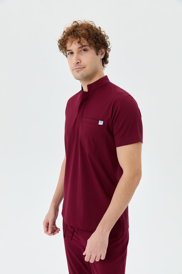 Secundus Fit bordo scrubs - ön görünüm ve şık renk