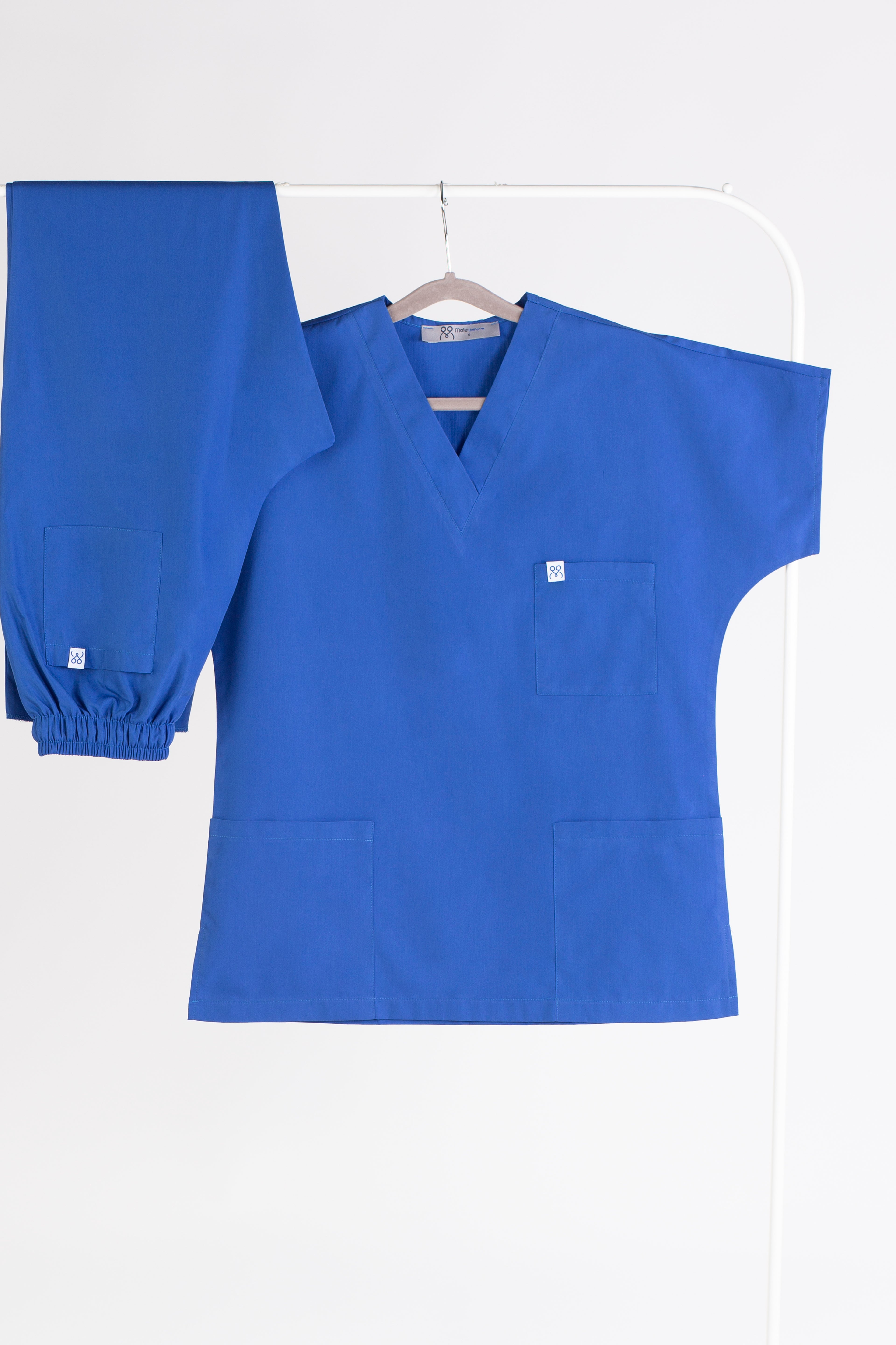 Tertius Sax Mavisi Yarasa Kol V Yaka Unisex Scrubs Takım | Medikal İş Kıyafeti | Mole Uniform