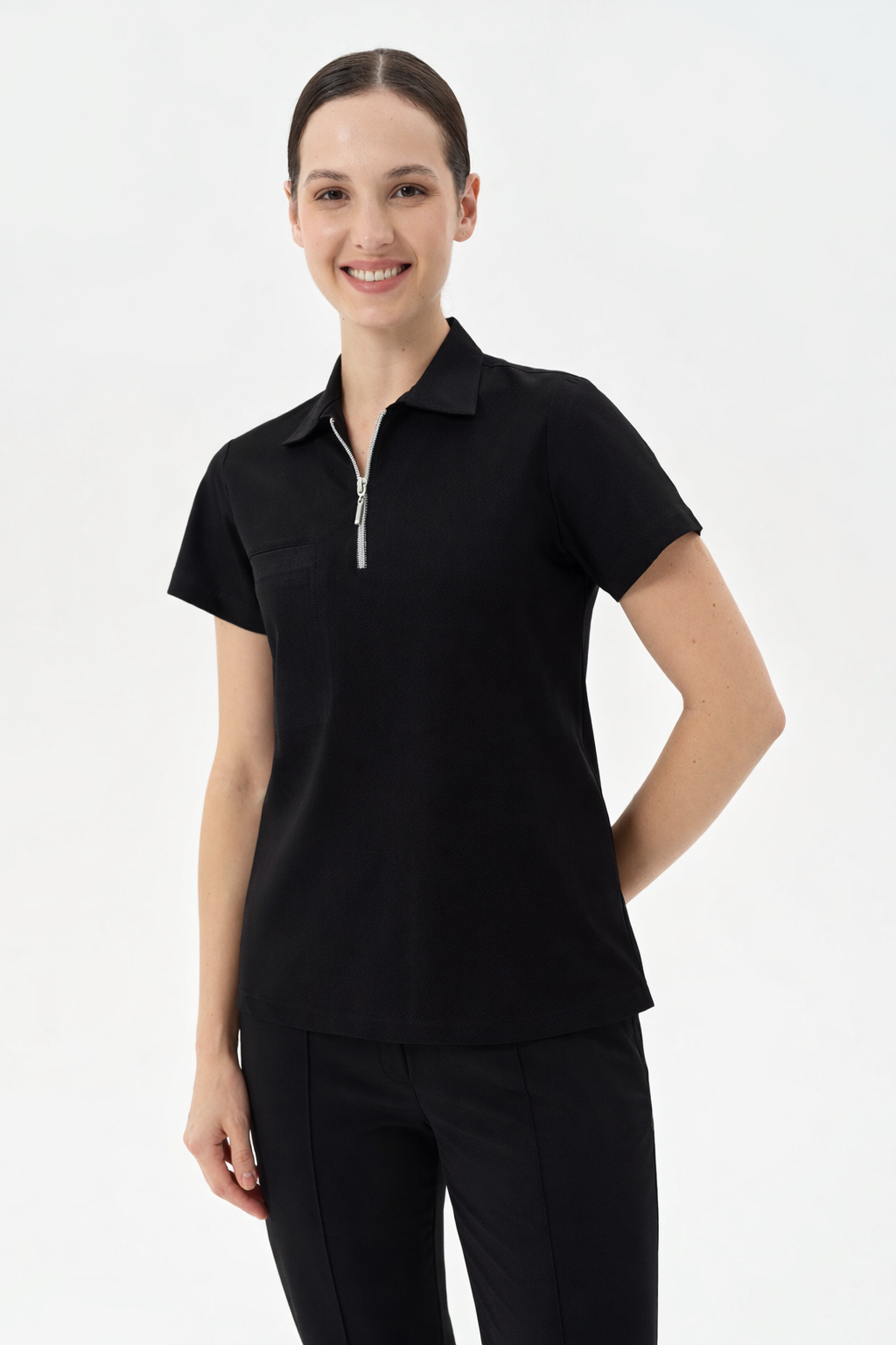 Aura Black Shirt Collar Women&
