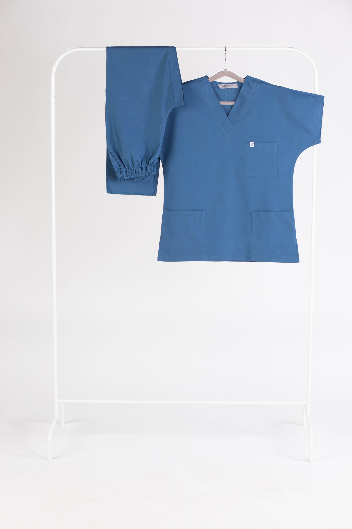 Tertius İndigo Yarasa Kol V Yaka Unisex Scrubs Takım | Medikal İş Kıyafeti | Mole Uniform