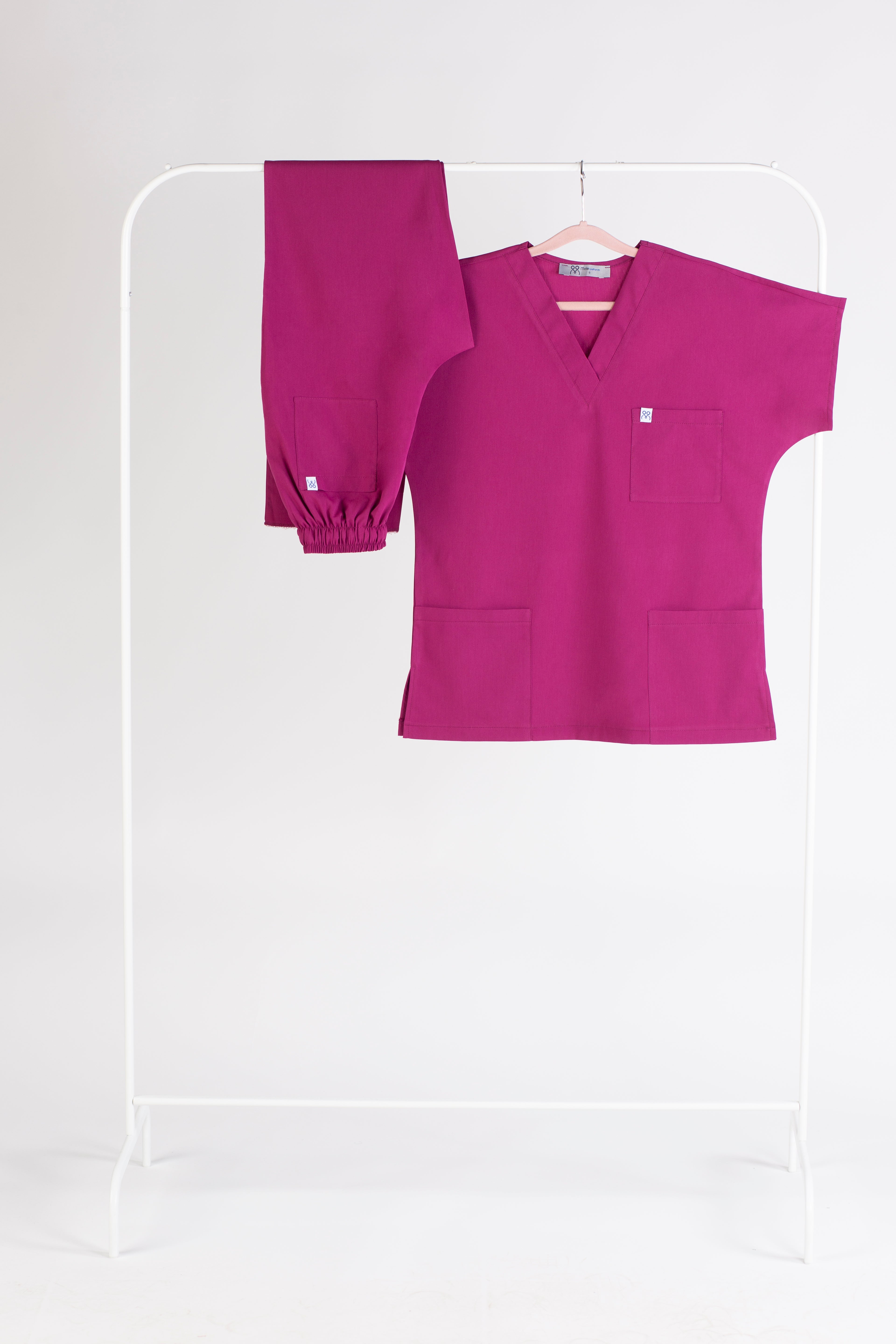 Tertius Vişne Çürüğü Yarasa Kol V Yaka Unisex Scrubs Takım | Medikal İş Kıyafeti | Mole Uniform