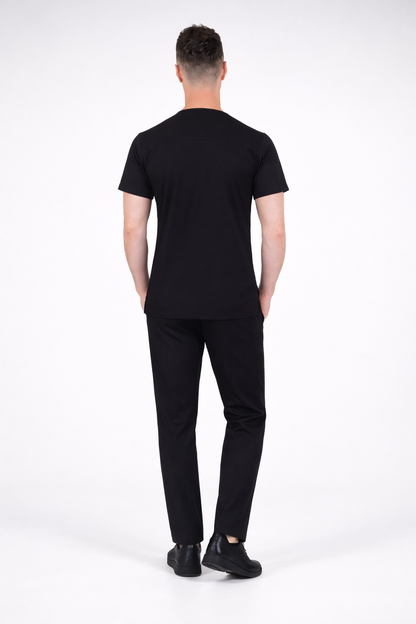 Secundus Siyah V Yaka Erkek Scrubs Takım | Medikal İş Kıyafeti | Mole Uniform