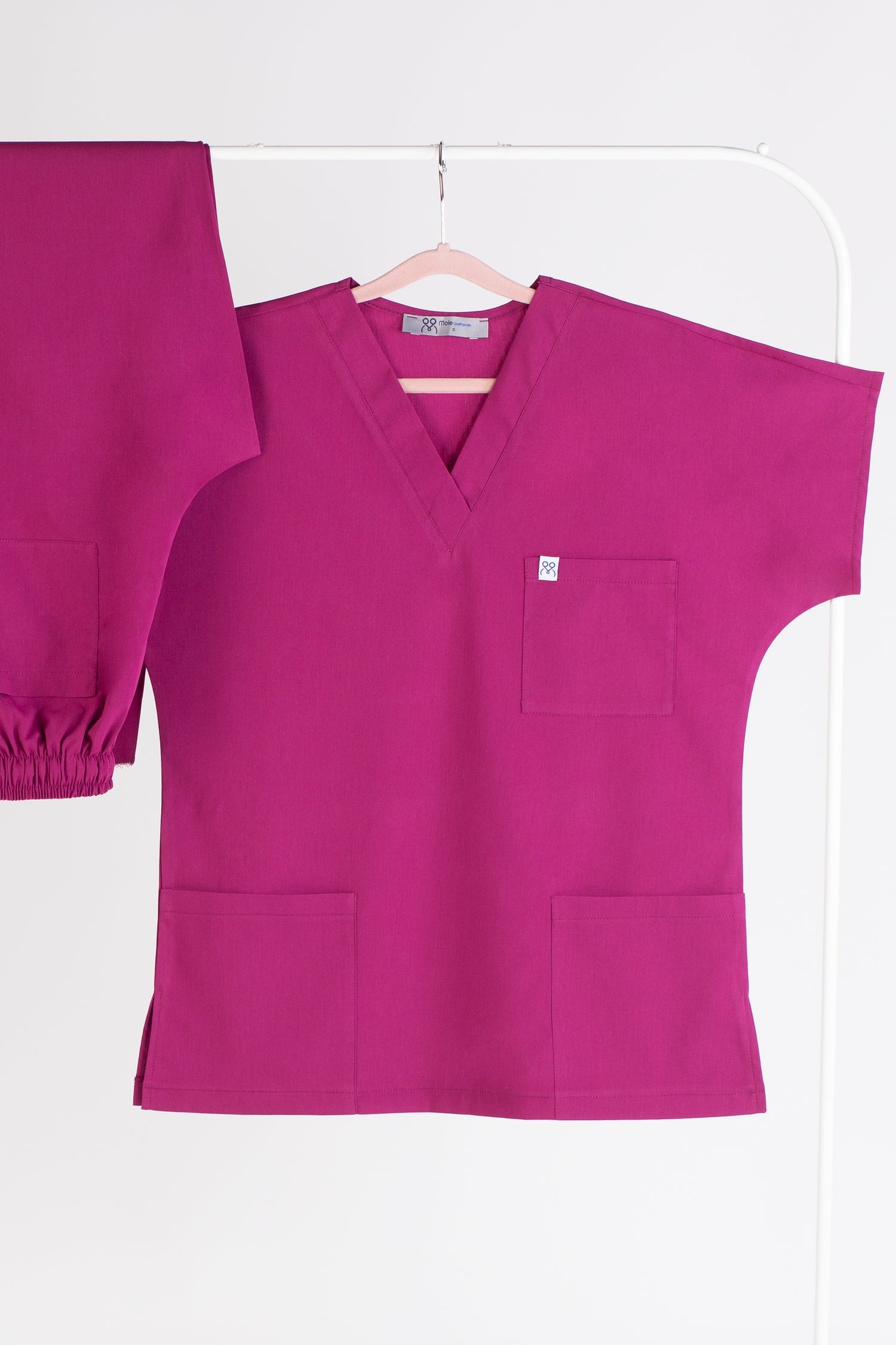 Tertius Vişne Çürüğü Yarasa Kol V Yaka Unisex Scrubs Takım | Medikal İş Kıyafeti | Mole Uniform