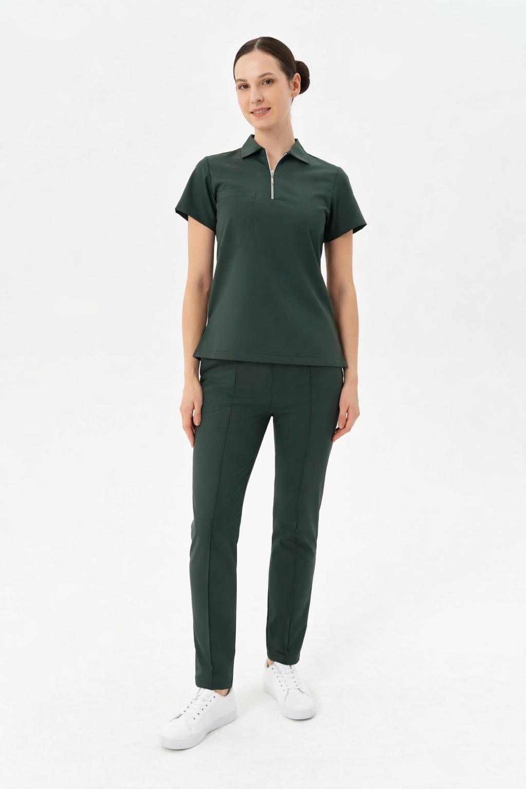 Aura Green Shirt Collar Women&