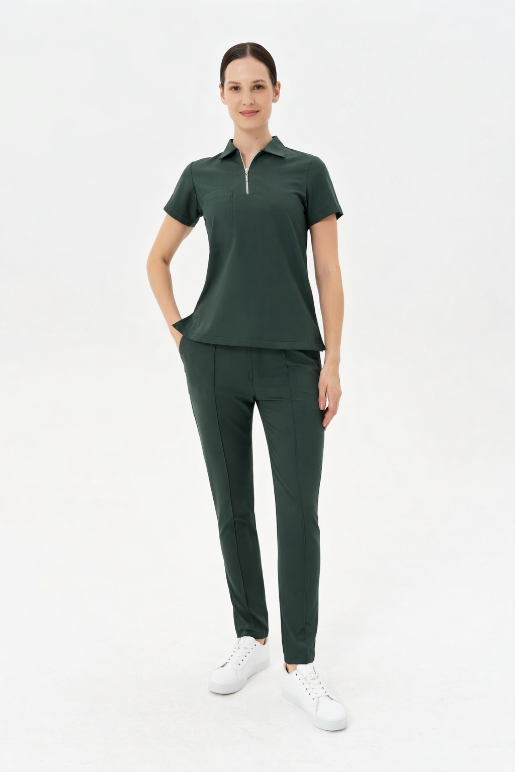 Aura Green Shirt Collar Women&