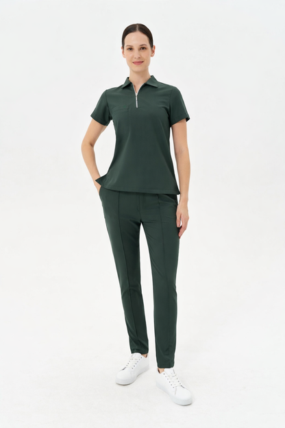 Aura Green Shirt Collar Women&