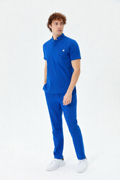 Secundus Sax Blue Mandarin Collar Men&