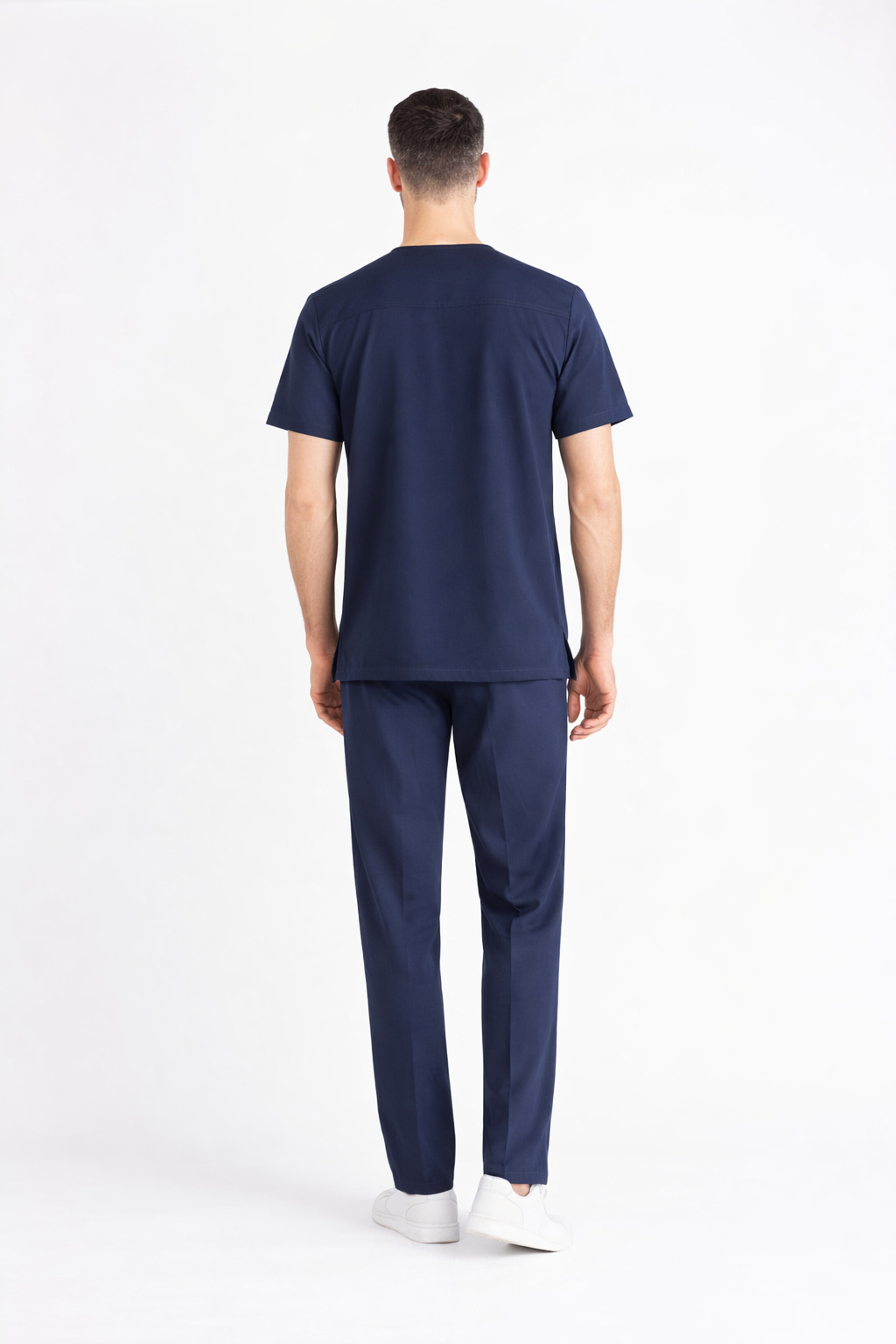 Secundus Lacivert Zarf Yaka Erkek Scrubs Takım | Medikal İş Kıyafeti | Mole Uniform