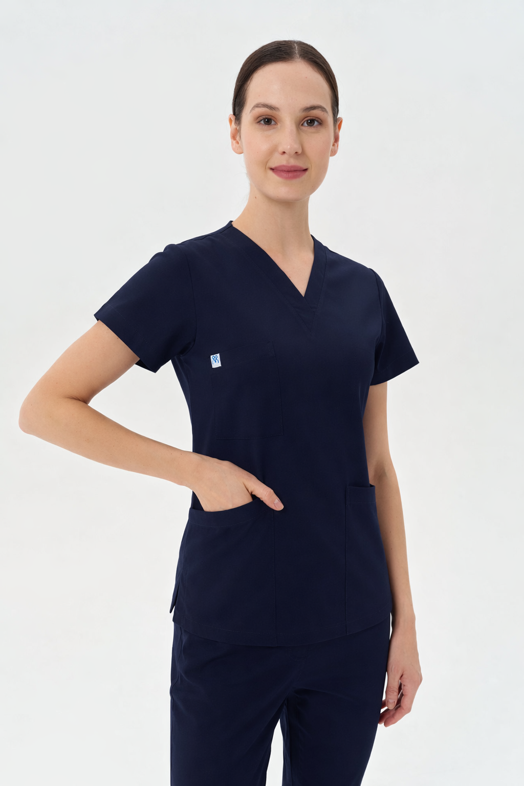 Secundus Navy Blue V-Neck Women&