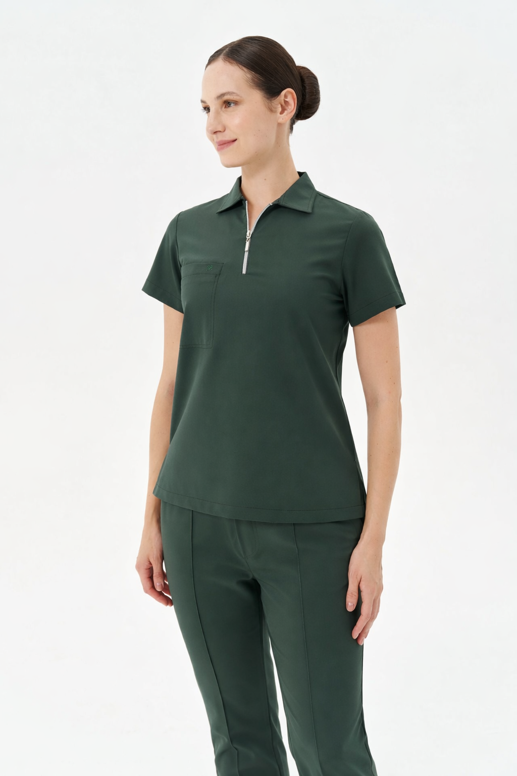 Aura Green Shirt Collar Women&