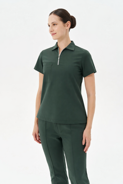 Aura Green Shirt Collar Women&