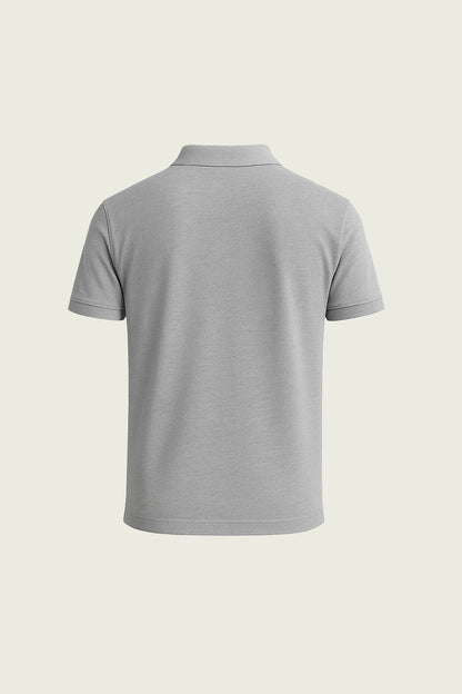 Acik gri is tisortu dayanikli polo yaka yapisi ve lakost kumas dokusu - Mole Uniform Bursa.