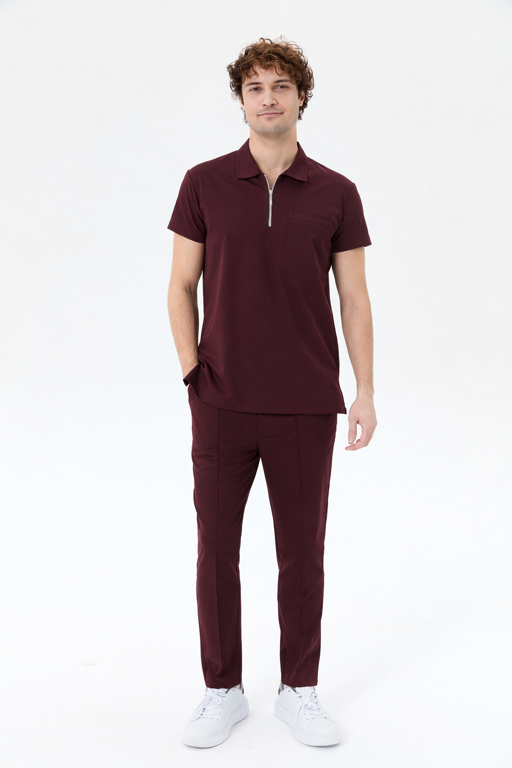 Aura Burgundy Shirt Collar Men&