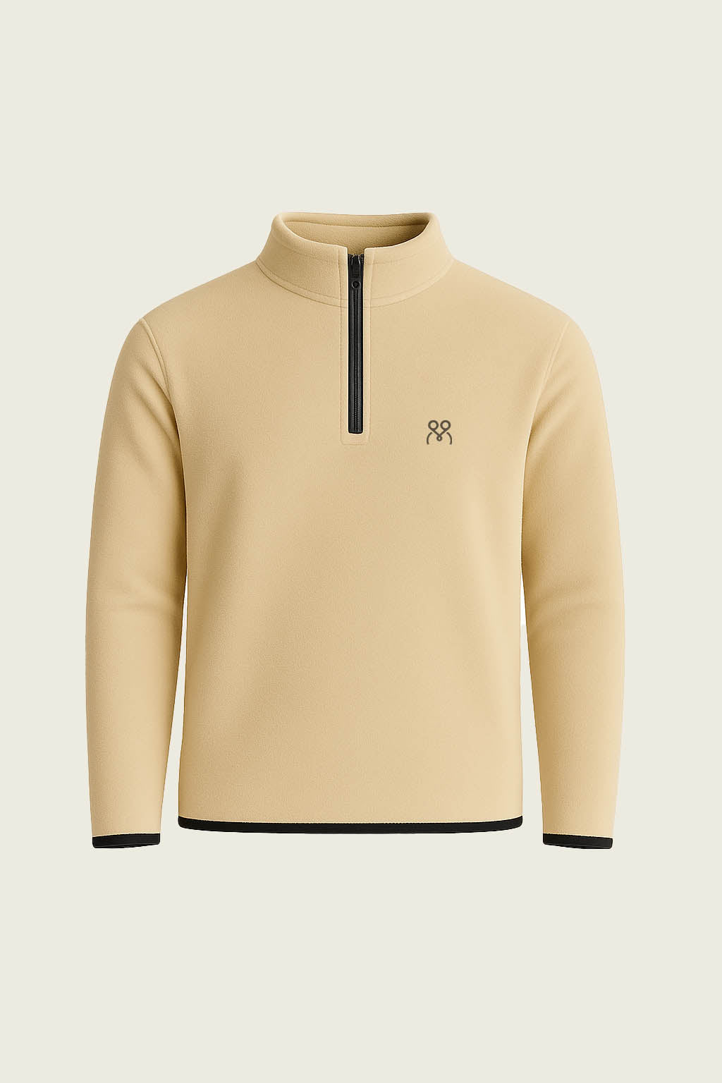 Toptan bej fermuarli uzun kollu polar sweatshirt - Profesyonel sicak tutan is kiyafeti imalati.