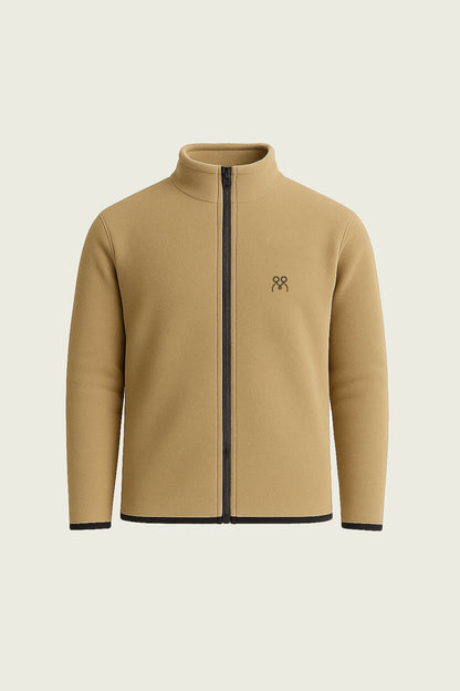 Toptan bej fermuarli uzun kollu polar hirka - Cepsiz minimalist tasarim sicak tutan is kiyafeti imalati.