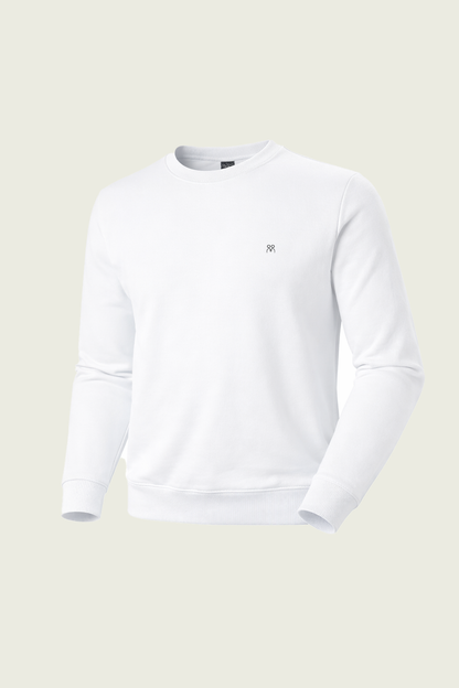 Toptan beyaz bisiklet yaka uzun kollu iş sweatshirt - Logolu hijyenik personel kıyafeti imalatı.