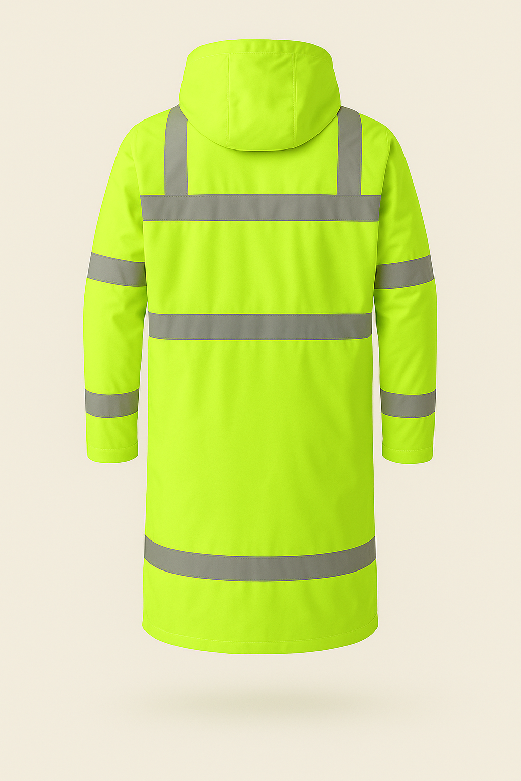 Sarı Reflektörlü Yüksek Görünürlüklü Uzun Yağmurluk - Kapüşonlu | Mole Uniform