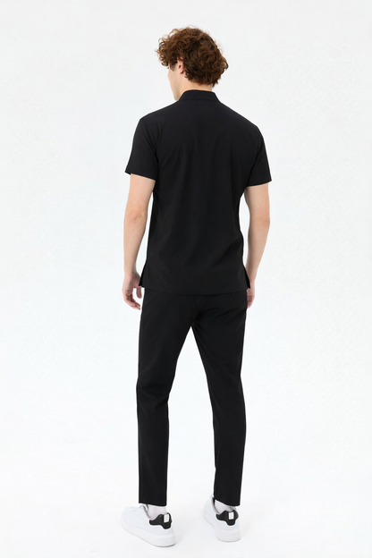 Secundus Siyah Hakim Yakalı Erkek Scrubs Takım | Medikal İş Kıyafeti | Mole Uniform