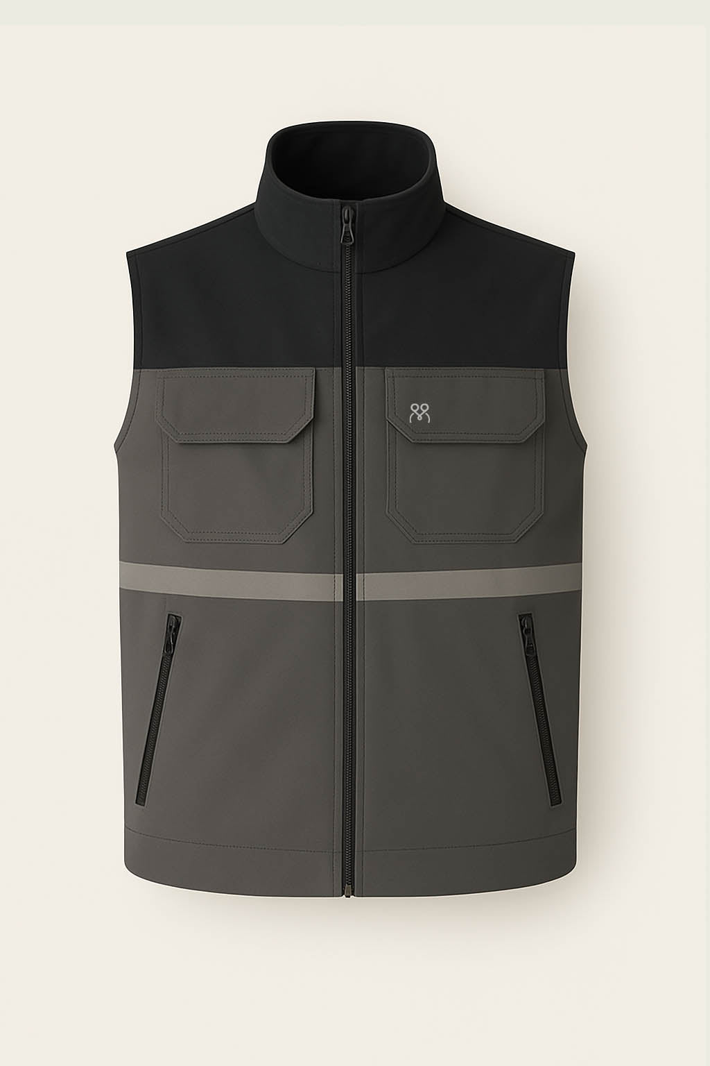 Toptan gri softshell reflektörlü iş yeleği - Logolu kurumsal personel teknik yelek imalatı.