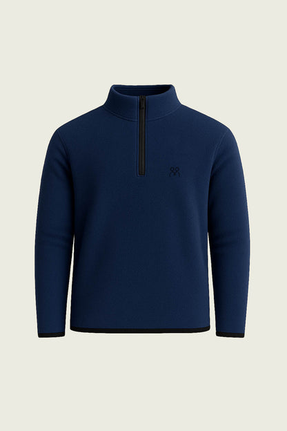 Toptan lacivert fermuarli uzun kollu polar sweatshirt - Profesyonel sicak tutan is kiyafeti imalati.