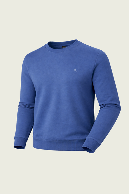 Toptan mavi bisiklet yaka uzun kollu iş sweatshirt - Logolu kurumsal personel kıyafeti imalatı.