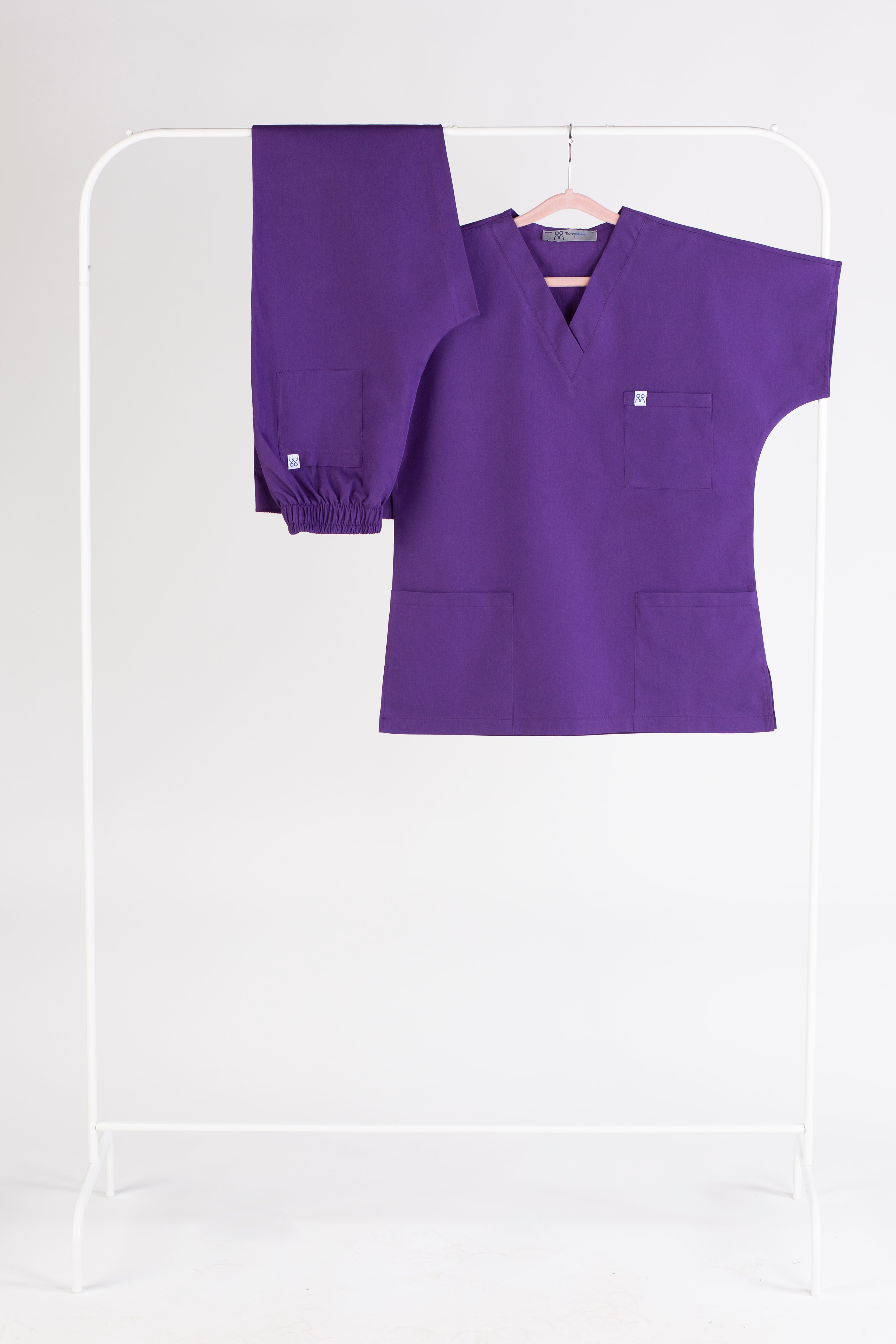 Toptan mor yarasa kol V yaka unisex scrubs takımı - Tertius serisi ekonomik personel kıyafeti imalatı.