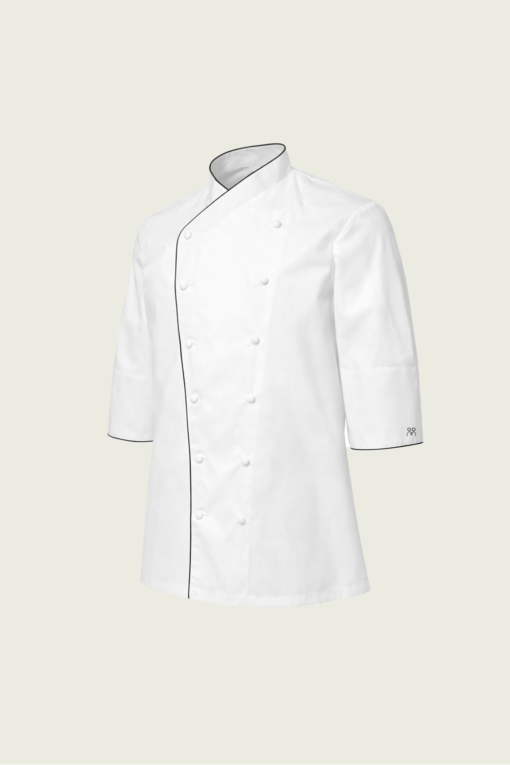 Beyaz Çift Düğmeli Şef Ceketi - Siyah Biyeli | Mole Uniform