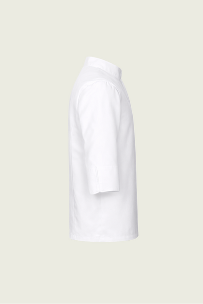 White 3/4 Sleeve Single Row Concealed Snap Chef Jacket | Mole Uniform