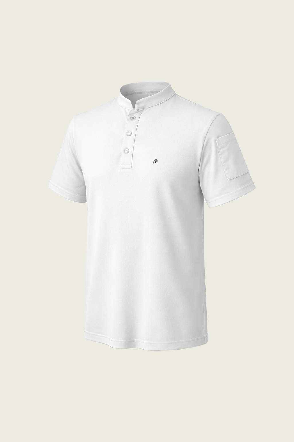 Beyaz Hakim Yakalı Düğmeli Şef T-shirt | Mole Uniform