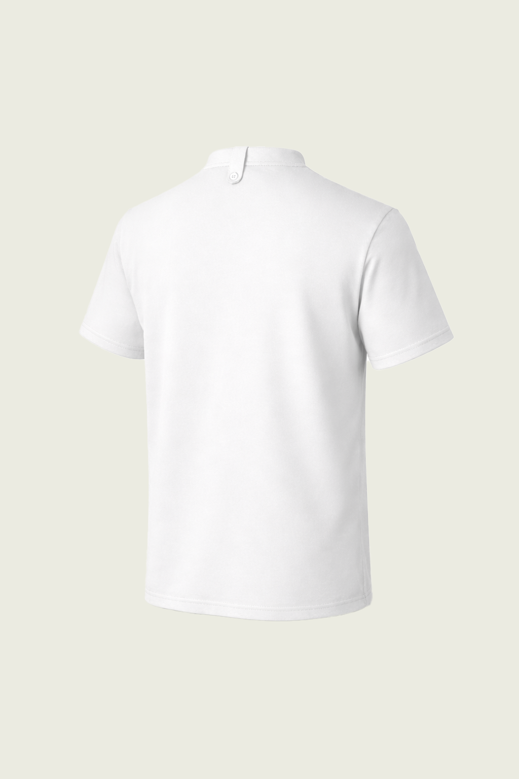 Beyaz Hakim Yakalı Düğmeli Şef T-shirt | Mole Uniform