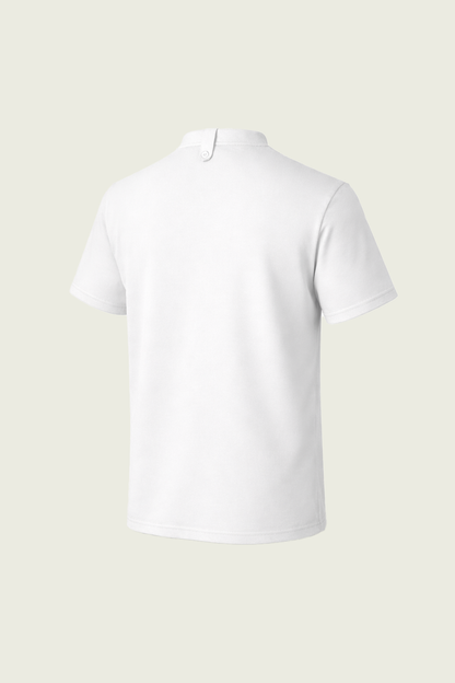 Beyaz Hakim Yakalı Düğmeli Şef T-shirt | Mole Uniform