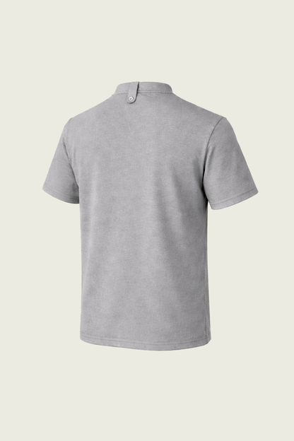 Grey Mandarin Collar Button-Down Chef T-shirt | Mole Uniform