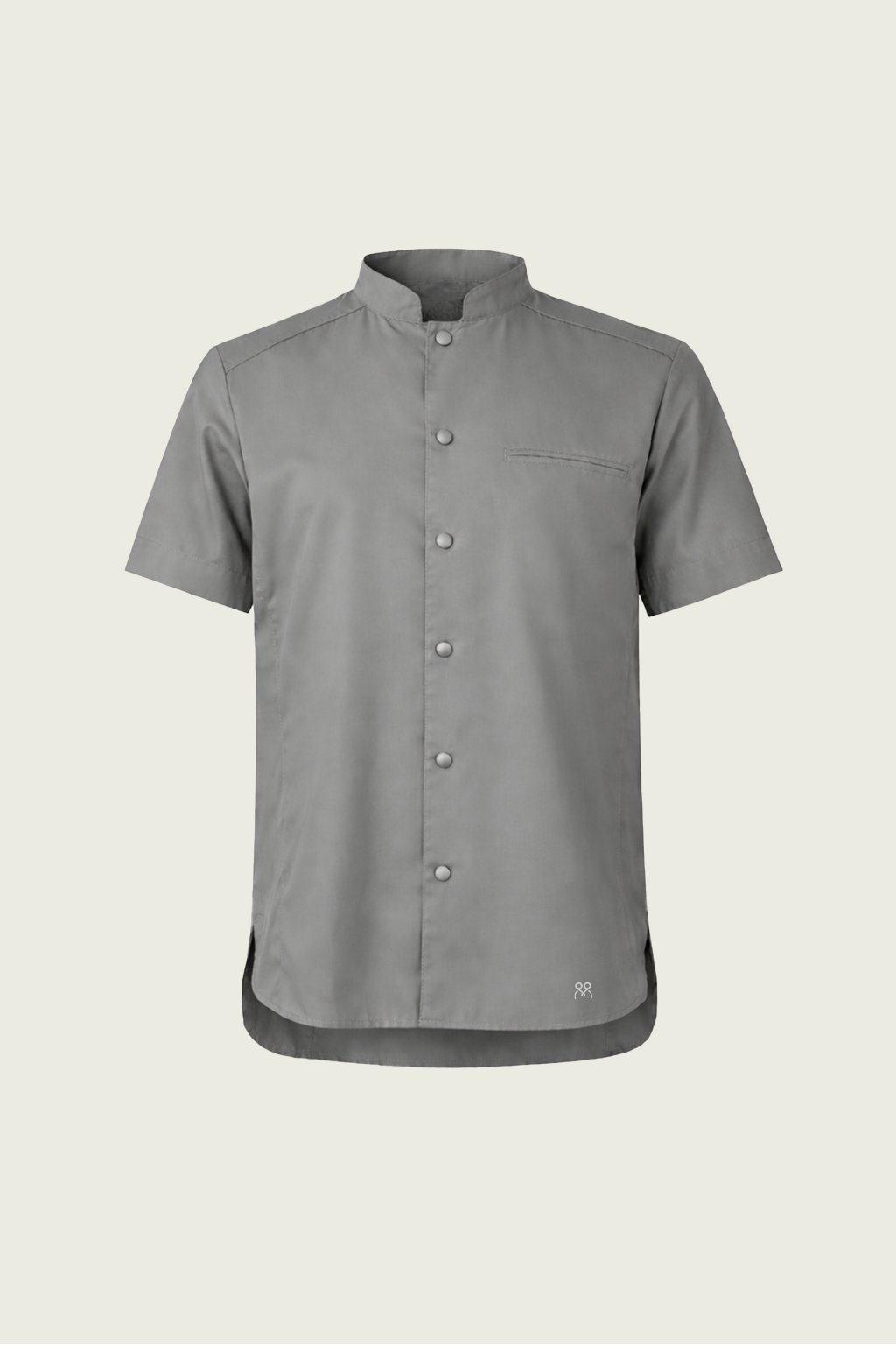 Grey Short-Sleeved Single-Button Snap Chef Jacket | Mole Uniform