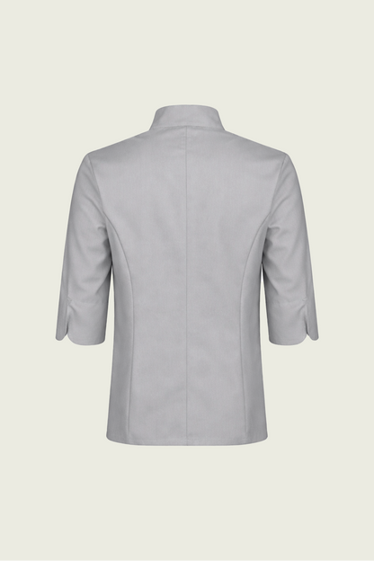 Grey 3/4 Sleeve Single Row Concealed Snap Button Chef Jacket | Mole Uniform