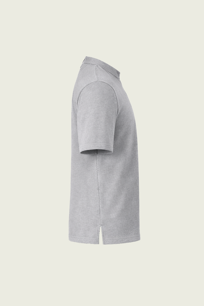 Grey Mandarin Collar Button-Down Chef T-shirt | Mole Uniform