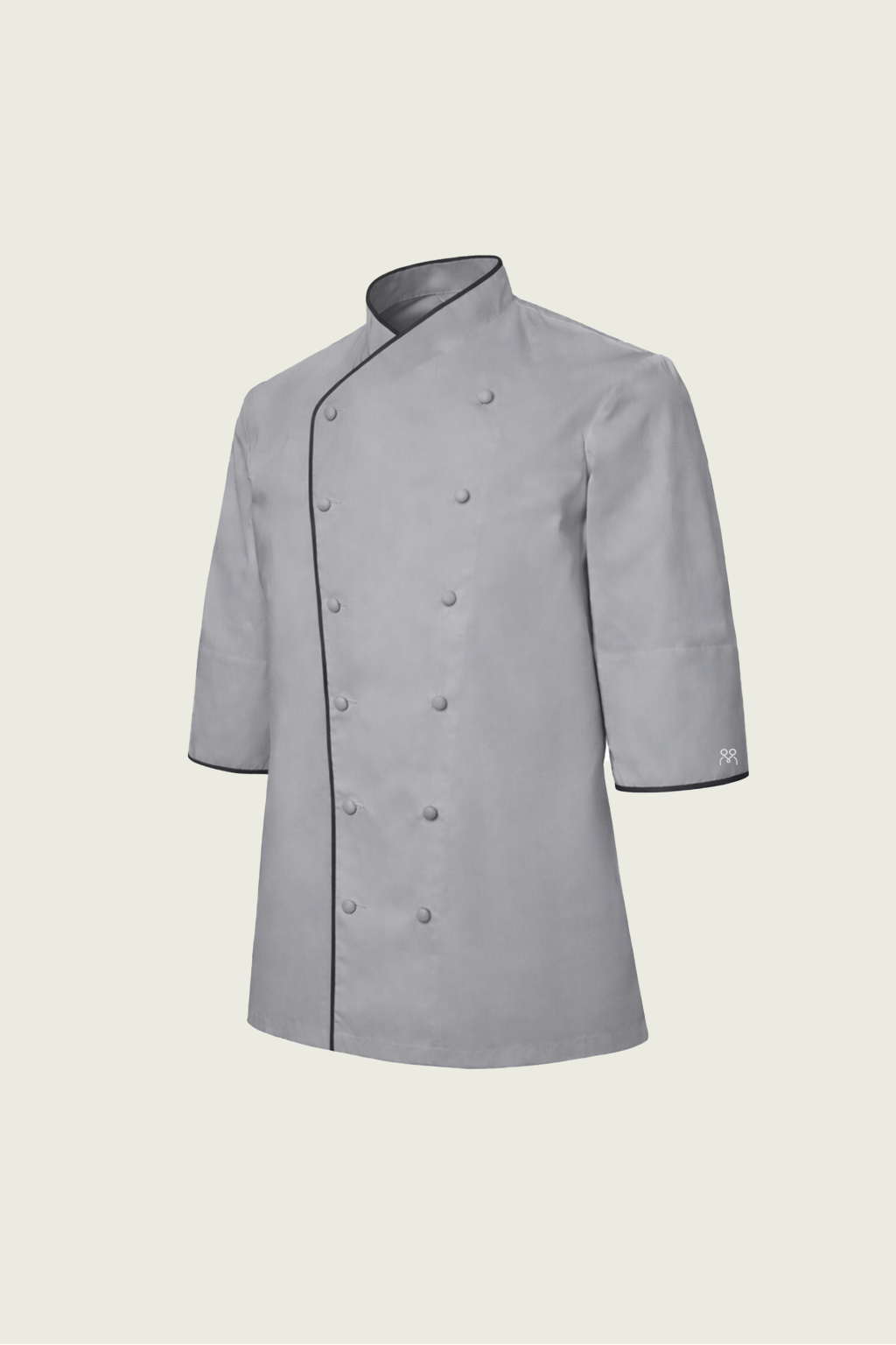 Grey Double-Button Chef Jacket - Black Trim | Mole Uniform