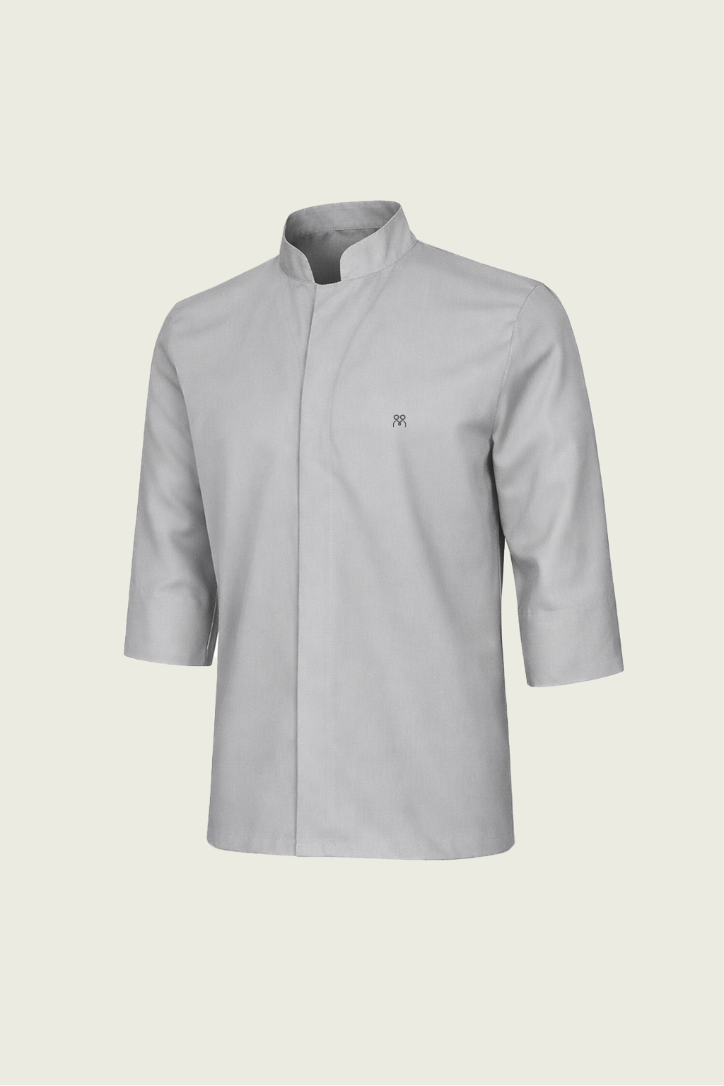 Gri 3/4 kol gizli çıtçıtlı şef ceketi - Mole Uniform modern aşçı forması