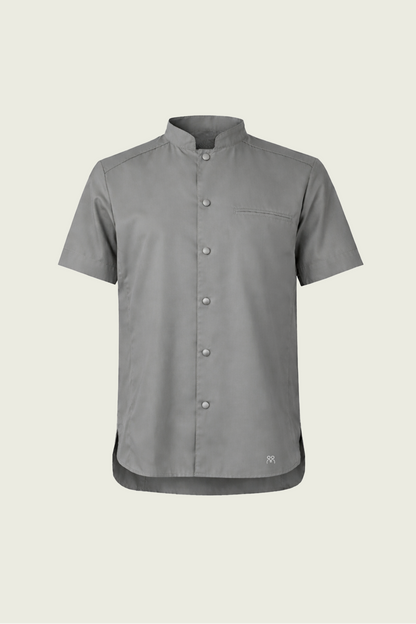 Gri kısa kollu tek sıra çıtçıtlı şef ceketi - Mole Uniform