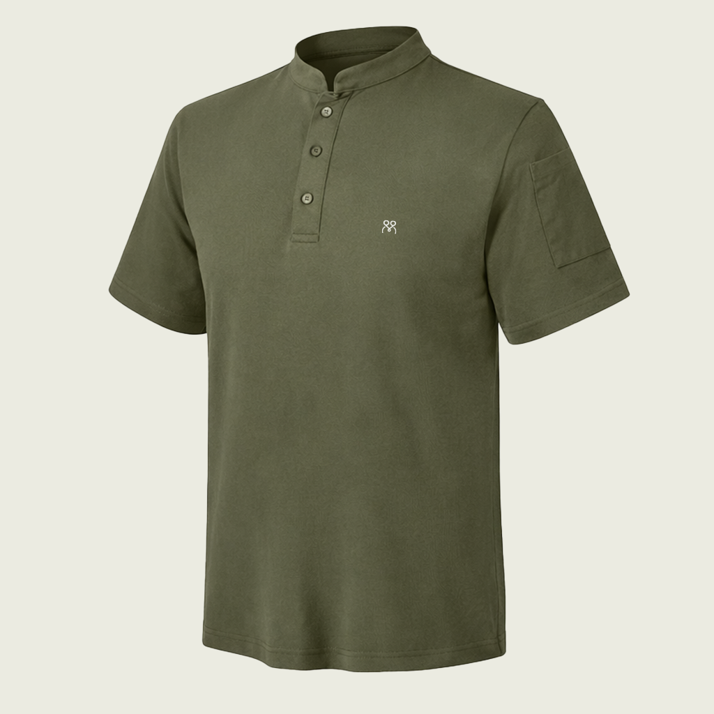 Haki Hakim Yakalı Düğmeli Şef T-shirt | Mole Uniform