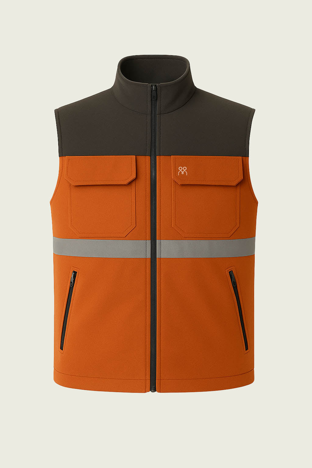 High-Visibility Softshell Vest with Orange Reflective Details - Two-Tone | Mole Uniform