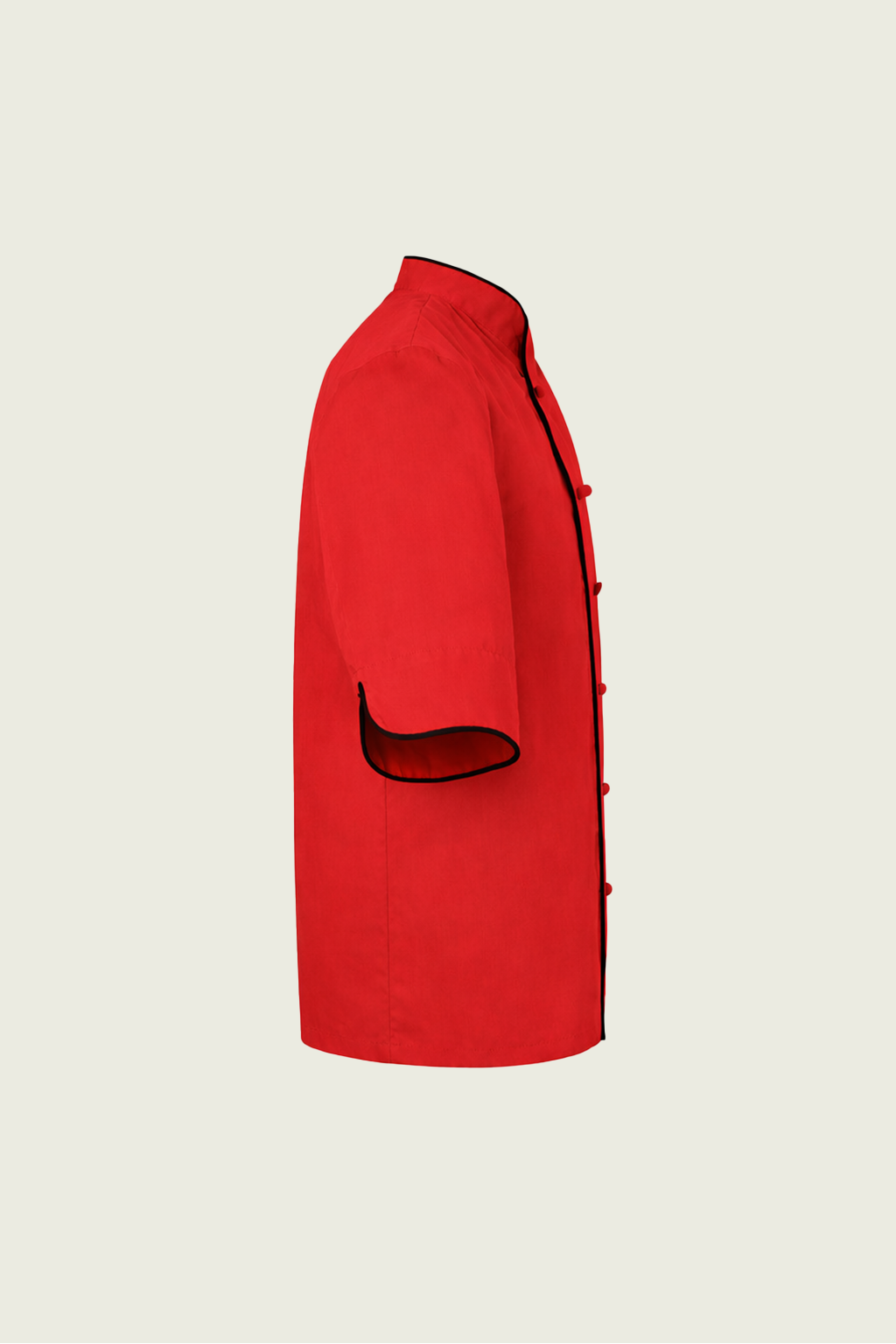 Kırmızı Çift Düğmeli Şef Ceketi - Siyah Biyeli | Mole Uniform