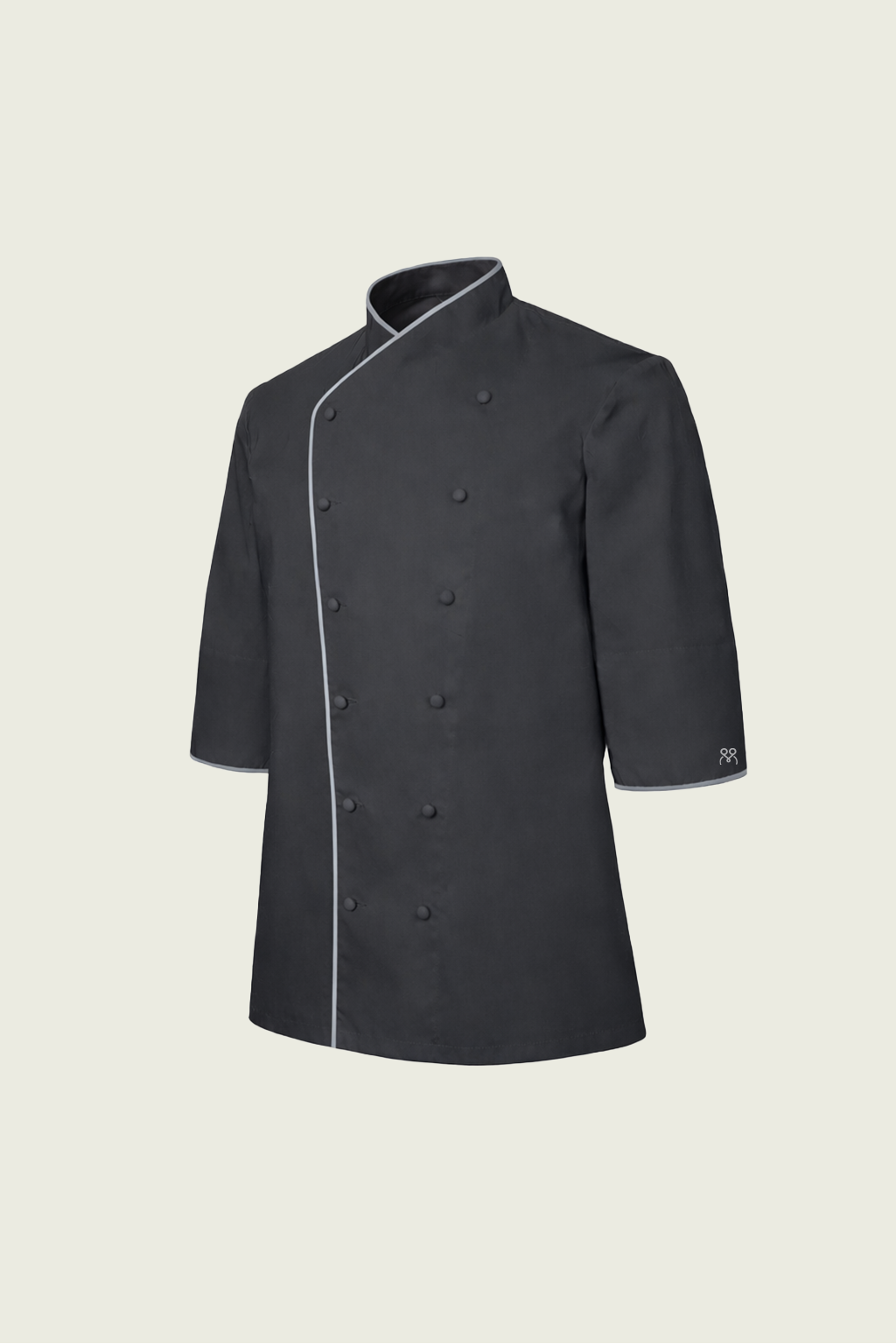 Dark Grey Double-Button Chef Jacket - White Trim | Mole Uniform