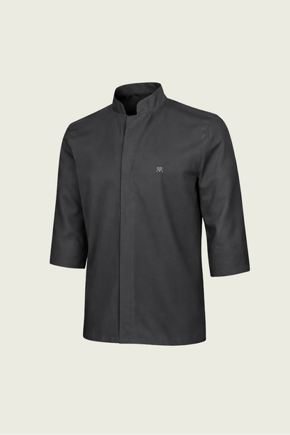 Dark Grey 3/4 Sleeve Single Row Concealed Snap Button Chef Jacket | Mole Uniform