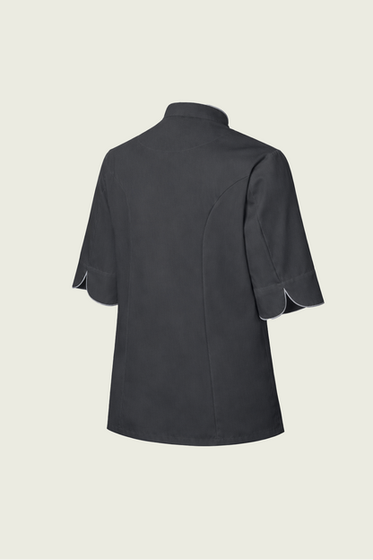 Dark Grey Double-Button Chef Jacket - White Trim | Mole Uniform