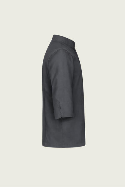 Dark Grey 3/4 Sleeve Single Row Concealed Snap Button Chef Jacket | Mole Uniform