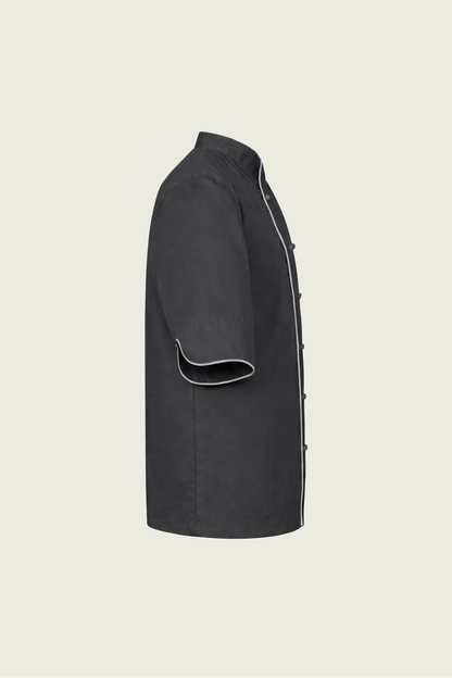 Dark Grey Double-Button Chef Jacket - White Trim | Mole Uniform