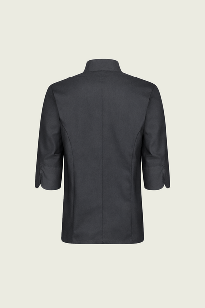Dark Grey 3/4 Sleeve Single Row Concealed Snap Button Chef Jacket | Mole Uniform