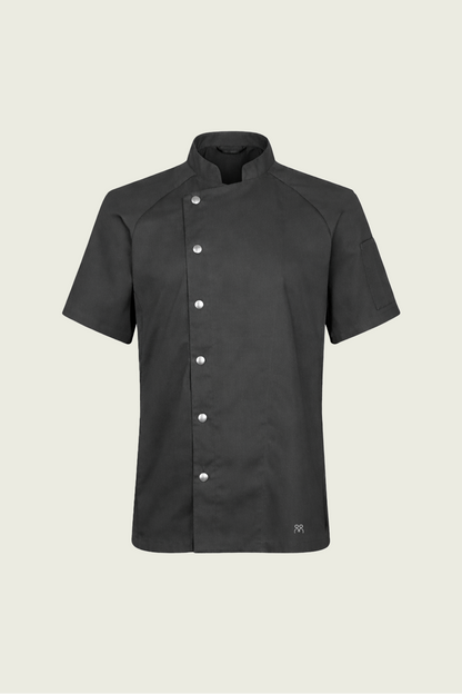 Mole Uniform Teknik Atölyesi’nde üretilen koyu gri çift çıtçıtlı şef ceketi